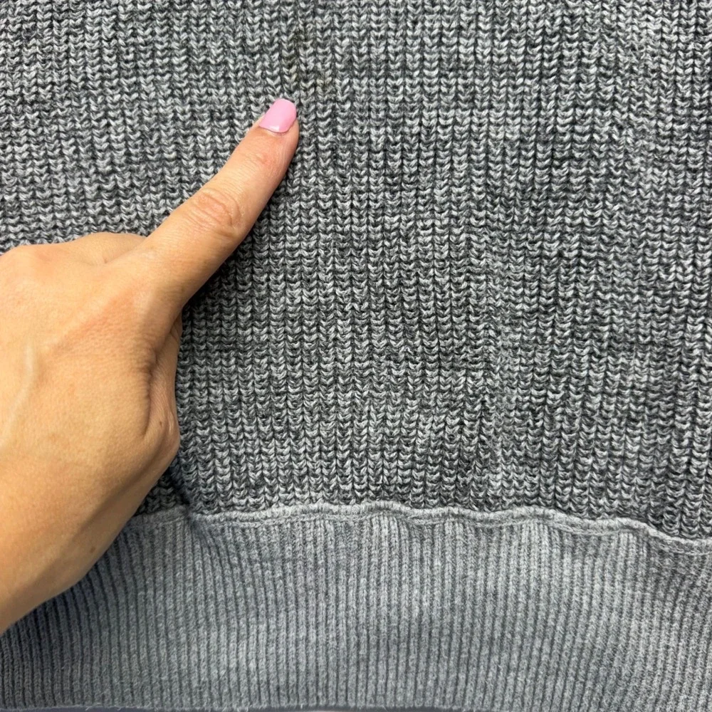 Banana Republic XL Gray Quarter Zip Sweater 100% Cotton Mock Neck Knit Pullover